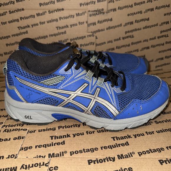 ASICS GEL-Venture 8 Women’s Size 4 Running Shoes Blue Silver 1012A708 - Picture 1 of 11